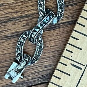 MARCASITE bracelet(sterling?) silver chain link style